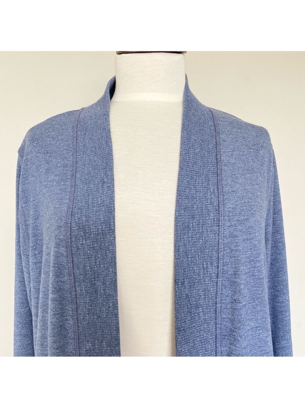 T by Talbots Heather Blue Open Front Cardigan Pockets Size L - Picture 2 of 9